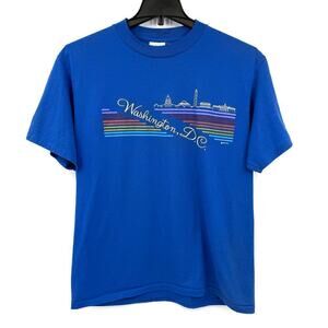 Sportswear VTG 80s Single Stitch Washington DC Souvenir Blue T-Shirt Size XL USA